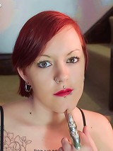 Raunchy red-haired plumper massages her knockers